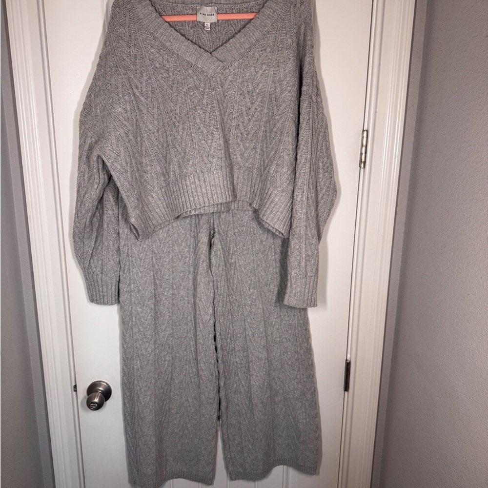 Gray Cable Knit Sweater